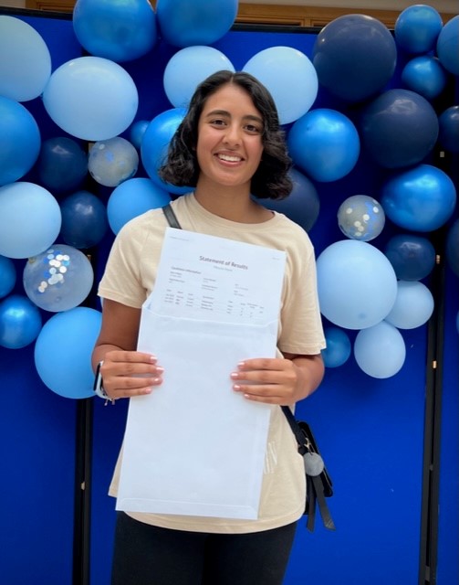 Deyna Mesuria achieved A*A*A in Biology, Chemistry and Maths and is going to study Physiological Science at Bristol University 